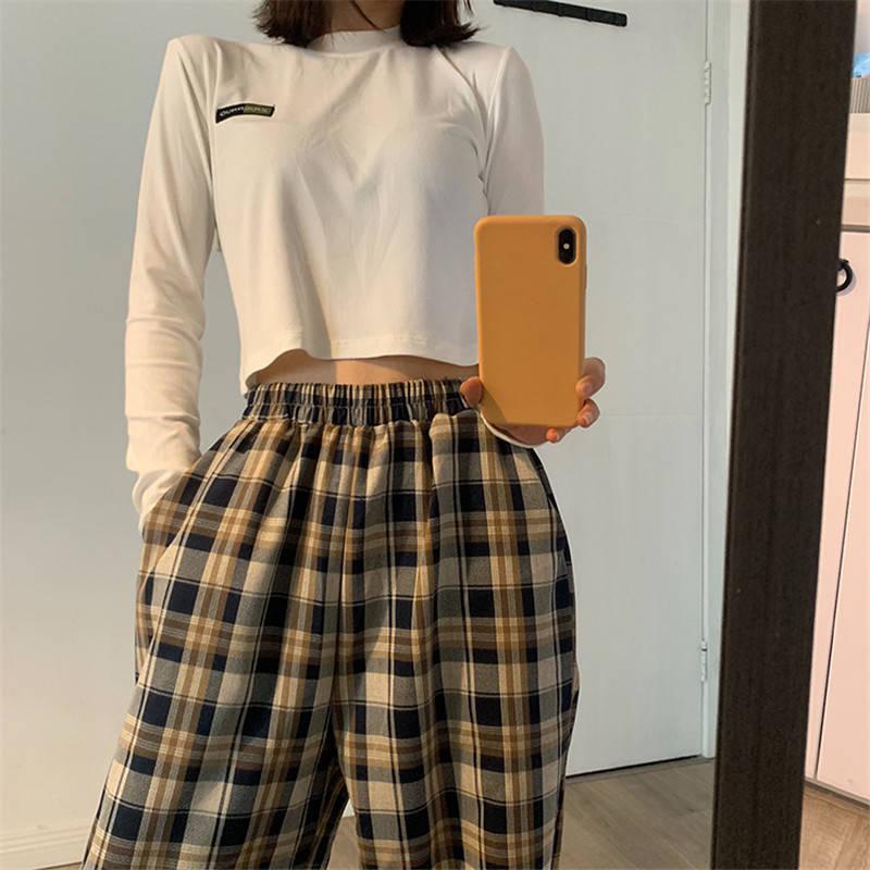Quick Outfits, Modest Fashion Outfits Ideas Elasticated Waist Checkered Sweatpants Quick Outfits, Modest Fashion Outfits Ideas Elasticated Waist Checkered Sweatpants