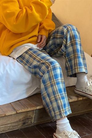 Quick Outfits, Modest Fashion Outfits Ideas Elasticated Waist Checkered Sweatpants
