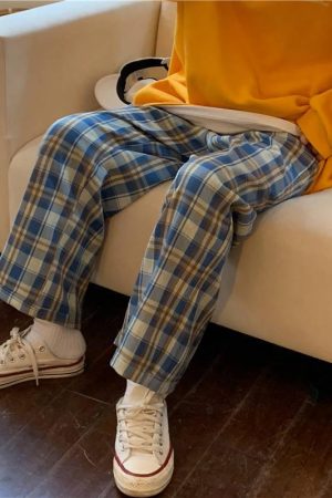 Quick Outfits, Modest Fashion Outfits Ideas Elasticated Waist Checkered Sweatpants