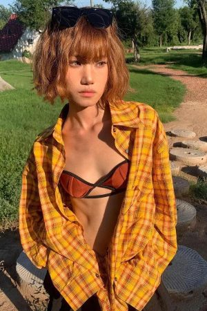 Quick Outfits, Modest Fashion Outfits Ideas Embroidered Tasseled Plaid Shirt