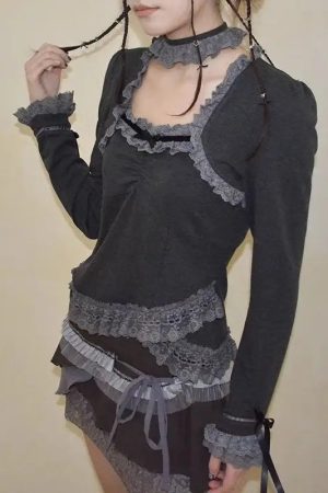 Quick Outfits, Modest Fashion Outfits Ideas Fairy Grunge Asymmetric Lace Top