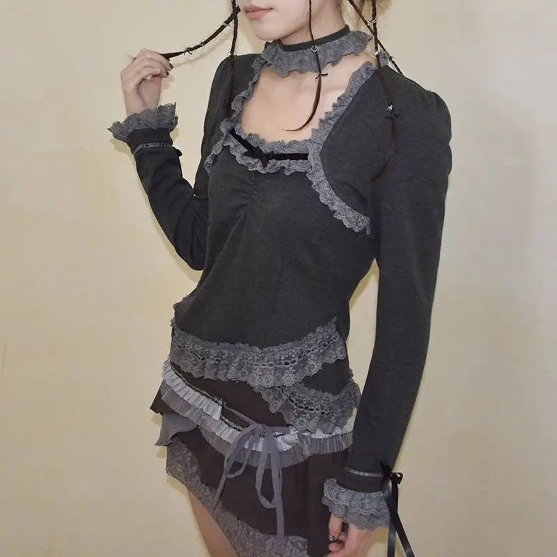 Quick Outfits, Modest Fashion Outfits Ideas Fairy Grunge Asymmetric Lace Top Quick Outfits, Modest Fashion Outfits Ideas Fairy Grunge Asymmetric Lace Top