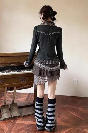 Quick Outfits, Modest Fashion Outfits Ideas Fairy Grunge Asymmetric Lace Top