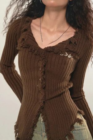 Quick Outfits, Modest Fashion Outfits Ideas Fairy Grunge Corduroy Distressed Cardigan