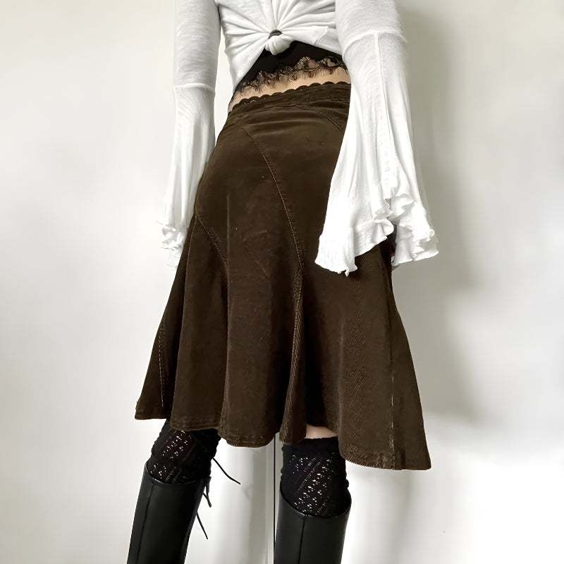 Quick Outfits, Modest Fashion Outfits Ideas Fairy Grunge Corduroy Midi Skirt Quick Outfits, Modest Fashion Outfits Ideas Fairy Grunge Corduroy Midi Skirt