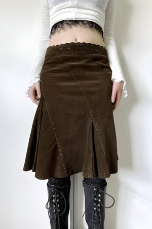 Quick Outfits, Modest Fashion Outfits Ideas Fairy Grunge Corduroy Midi Skirt