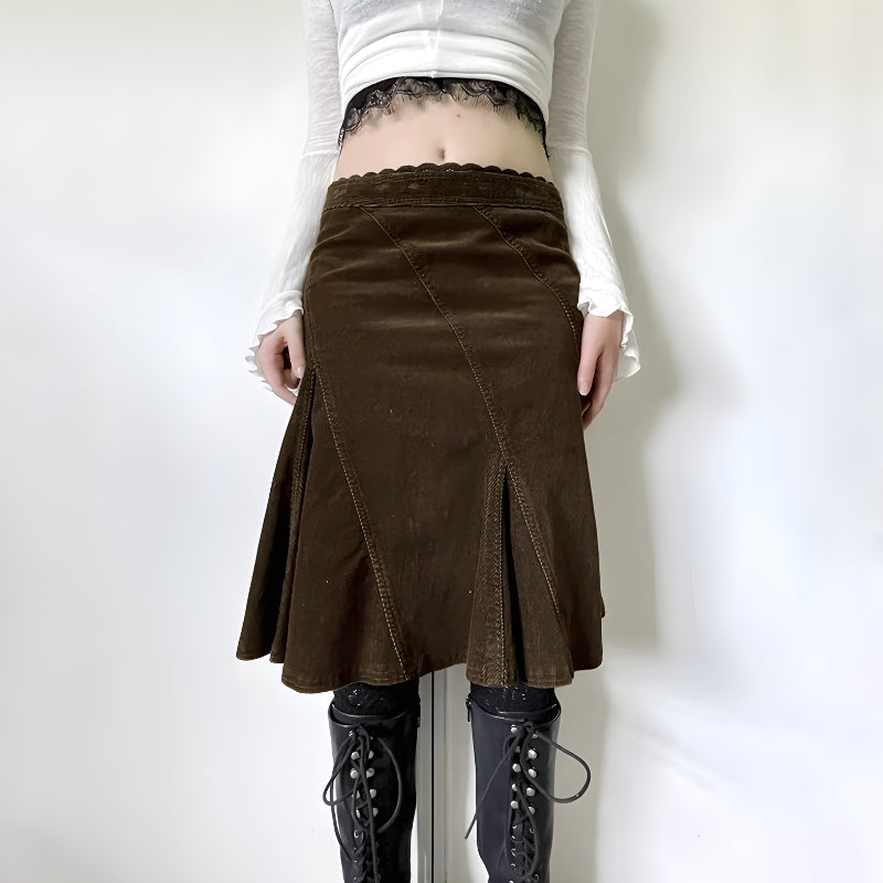 Quick Outfits, Modest Fashion Outfits Ideas Fairy Grunge Corduroy Midi Skirt Quick Outfits, Modest Fashion Outfits Ideas Fairy Grunge Corduroy Midi Skirt