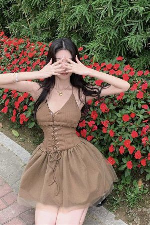 Quick Outfits, Modest Fashion Outfits Ideas Fairy Grunge Corset Mini Dress