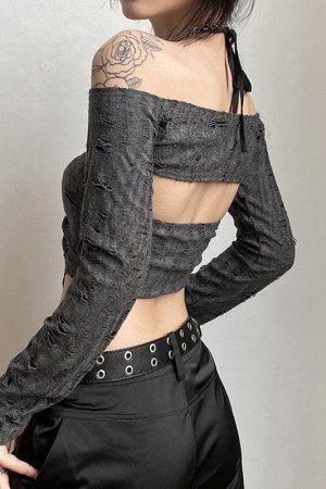 Quick Outfits, Modest Fashion Outfits Ideas Fairy Grunge Detachable Sleeve Halter Top