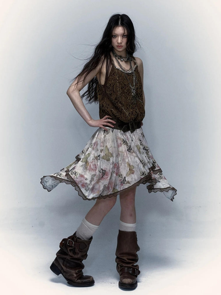 Quick Outfits, Modest Fashion Outfits Ideas Fairy Grunge Floral Asymmetric Midi Skirt Quick Outfits, Modest Fashion Outfits Ideas Fairy Grunge Floral Asymmetric Midi Skirt