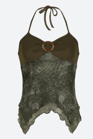 Quick Outfits, Modest Fashion Outfits Ideas Fairy Grunge Floral Halter Neck Top