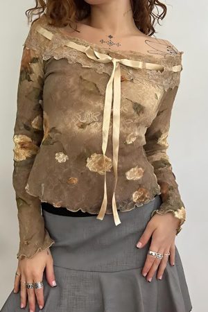 Quick Outfits, Modest Fashion Outfits Ideas Fairy Grunge Floral Off Shoulder Lace Top