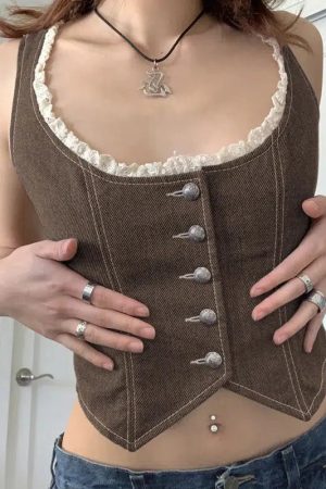 Quick Outfits, Modest Fashion Outfits Ideas Fairy Grunge Lace Back Vest