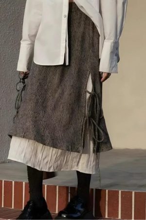 Quick Outfits, Modest Fashion Outfits Ideas Fairy Grunge Lace Up Midi Skirt