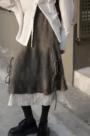 Quick Outfits, Modest Fashion Outfits Ideas Fairy Grunge Lace Up Midi Skirt