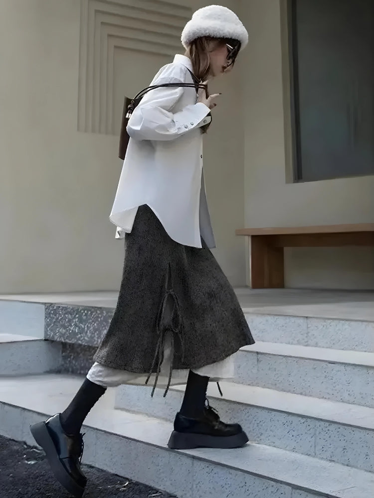 Quick Outfits, Modest Fashion Outfits Ideas Fairy Grunge Lace Up Midi Skirt Quick Outfits, Modest Fashion Outfits Ideas Fairy Grunge Lace Up Midi Skirt