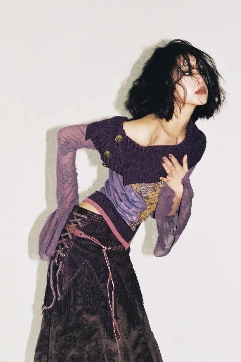 Quick Outfits, Modest Fashion Outfits Ideas Fairy Grunge Off Shoulder Mesh Top