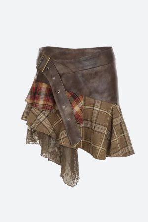 Quick Outfits, Modest Fashion Outfits Ideas Fairy Grunge Patchwork Mini Skirt