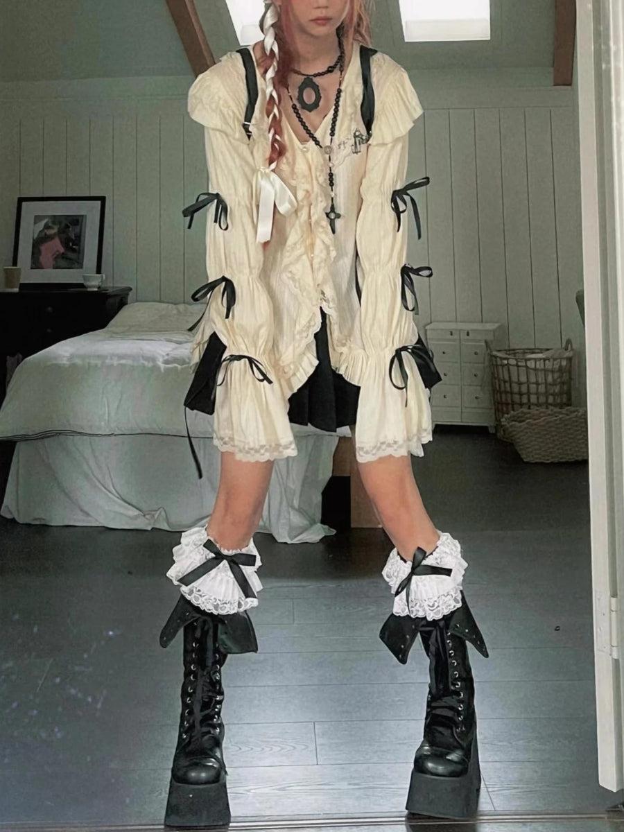 Quick Outfits, Modest Fashion Outfits Ideas Fairy Grunge Ruffled Lace Up Blouse Quick Outfits, Modest Fashion Outfits Ideas Fairy Grunge Ruffled Lace Up Blouse