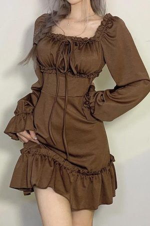 Quick Outfits, Modest Fashion Outfits Ideas Fairy Grunge Ruffled Mini Dress