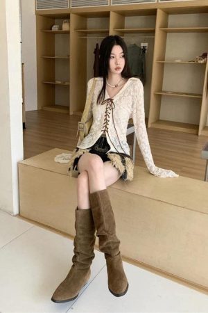 Quick Outfits, Modest Fashion Outfits Ideas Fairy Grunge Transparent Lace Blouse