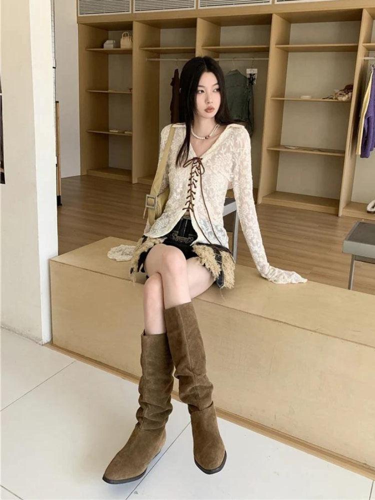 Quick Outfits, Modest Fashion Outfits Ideas Fairy Grunge Transparent Lace Blouse Quick Outfits, Modest Fashion Outfits Ideas Fairy Grunge Transparent Lace Blouse