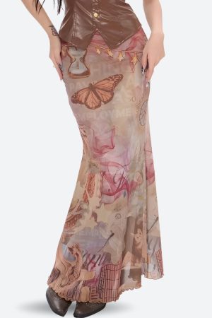 Quick Outfits, Modest Fashion Outfits Ideas Fairycore Butterfly Mesh Maxi Skirt