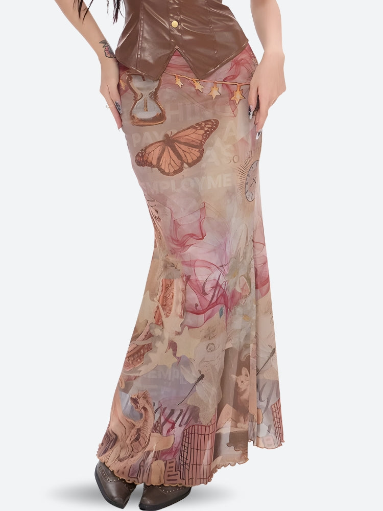 Quick Outfits, Modest Fashion Outfits Ideas Fairycore Butterfly Mesh Maxi Skirt Quick Outfits, Modest Fashion Outfits Ideas Fairycore Butterfly Mesh Maxi Skirt