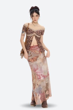 Quick Outfits, Modest Fashion Outfits Ideas Fairycore Butterfly Mesh Maxi Skirt