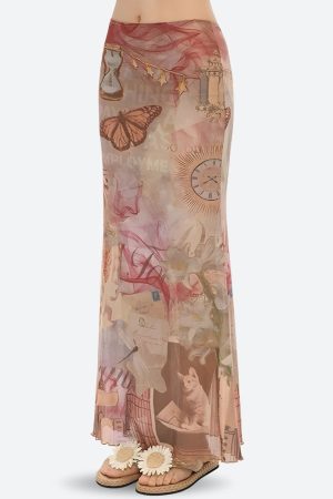 Quick Outfits, Modest Fashion Outfits Ideas Fairycore Butterfly Mesh Maxi Skirt