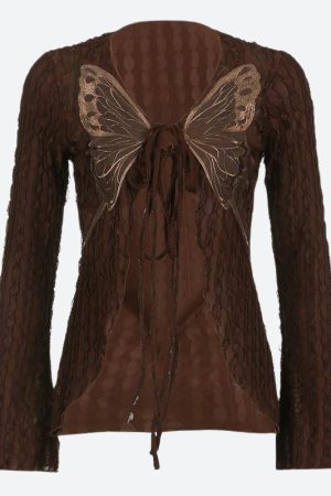 Quick Outfits, Modest Fashion Outfits Ideas Fairycore Butterfly Open Front Top