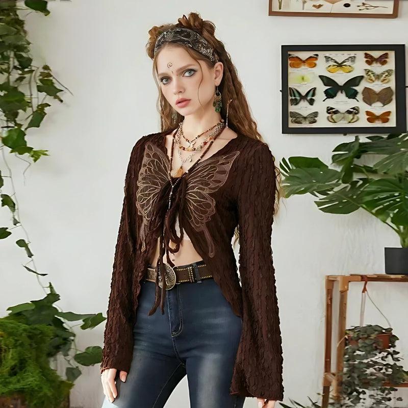 Quick Outfits, Modest Fashion Outfits Ideas Fairycore Butterfly Open Front Top Quick Outfits, Modest Fashion Outfits Ideas Fairycore Butterfly Open Front Top