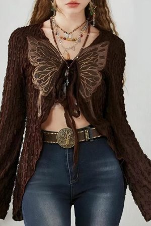 Quick Outfits, Modest Fashion Outfits Ideas Fairycore Butterfly Open Front Top