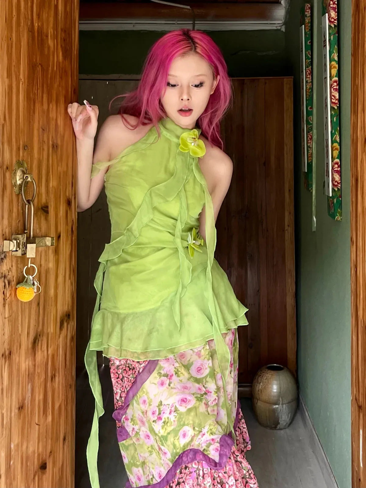 Quick Outfits, Modest Fashion Outfits Ideas Fairycore Floral Ruffled Top Quick Outfits, Modest Fashion Outfits Ideas Fairycore Floral Ruffled Top