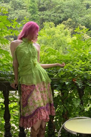 Quick Outfits, Modest Fashion Outfits Ideas Fairycore Floral Ruffled Top