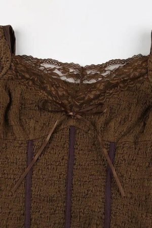 Quick Outfits, Modest Fashion Outfits Ideas Fairycore Lace Detailed Shirred Top