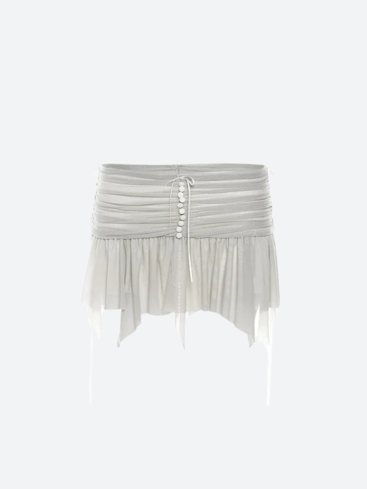 Quick Outfits, Modest Fashion Outfits Ideas Fairycore Mesh Ruffled Top & Mini Skirt Two Piece Set Quick Outfits, Modest Fashion Outfits Ideas Fairycore Mesh Ruffled Top & Mini Skirt Two Piece Set