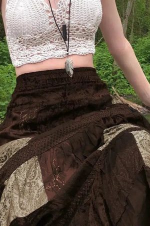 Quick Outfits, Modest Fashion Outfits Ideas Fairycore Patchwork Maxi Skirt