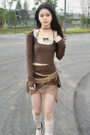 Quick Outfits, Modest Fashion Outfits Ideas Fairycore Patchwork Mini Skirt