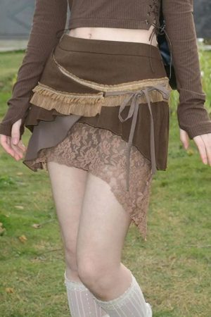 Quick Outfits, Modest Fashion Outfits Ideas Fairycore Patchwork Mini Skirt