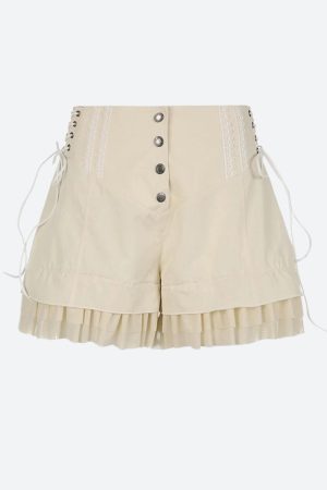 Quick Outfits, Modest Fashion Outfits Ideas Fairycore Ruffled Lace Up Shorts