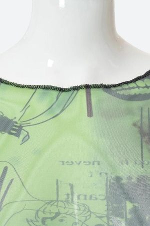 Quick Outfits, Modest Fashion Outfits Ideas Fairycore Slit Mesh Crop Top