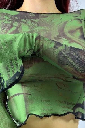 Quick Outfits, Modest Fashion Outfits Ideas Fairycore Slit Mesh Crop Top