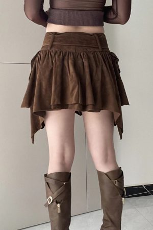 Quick Outfits, Modest Fashion Outfits Ideas Fairycore Suede Mini Skirt