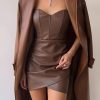 Quick Outfits, Modest Fashion Outfits Ideas Faux Leather Corset Mini Dress