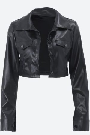 Quick Outfits, Modest Fashion Outfits Ideas Faux Leather Cropped Jacket