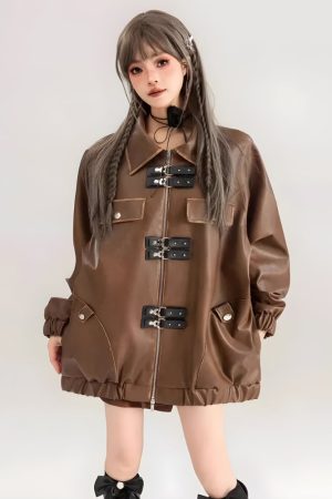 Quick Outfits, Modest Fashion Outfits Ideas Faux Leather Oversized Jacket