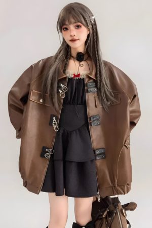 Quick Outfits, Modest Fashion Outfits Ideas Faux Leather Oversized Jacket