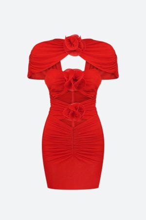 Quick Outfits, Modest Fashion Outfits Ideas Floral Cut Out Mesh Mini Dress