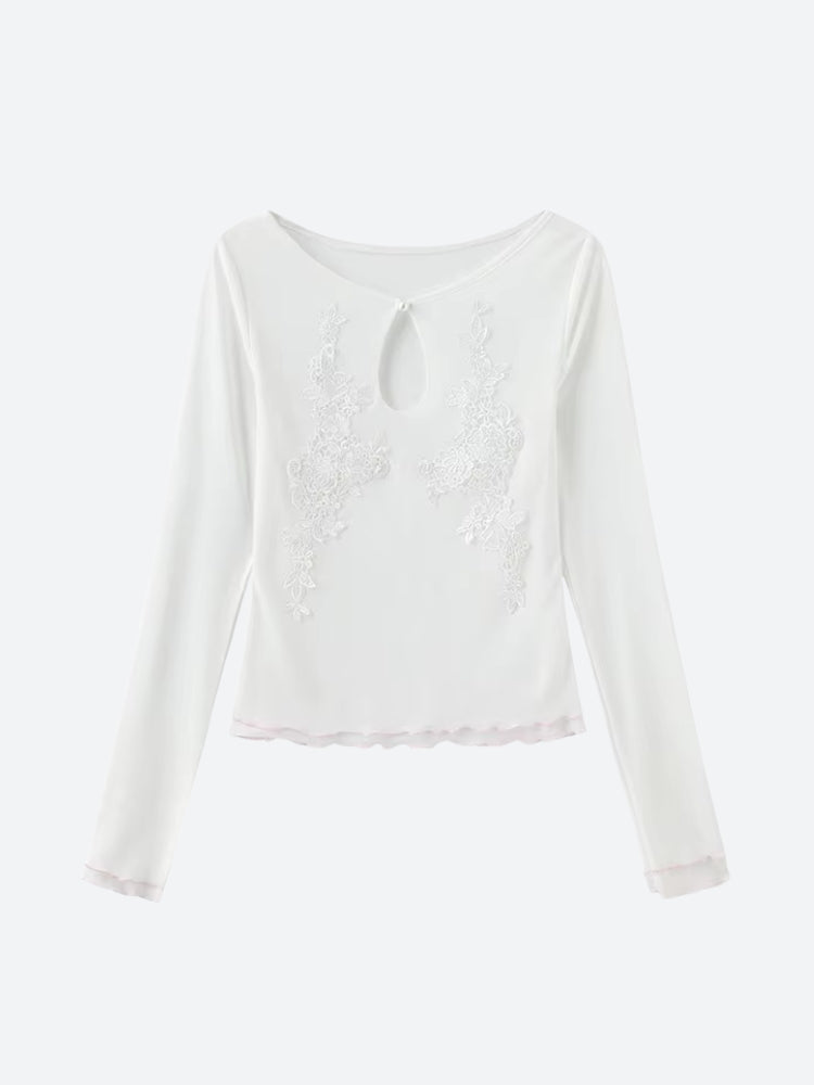 Quick Outfits, Modest Fashion Outfits Ideas Floral Embroidered Mesh Top Quick Outfits, Modest Fashion Outfits Ideas Floral Embroidered Mesh Top